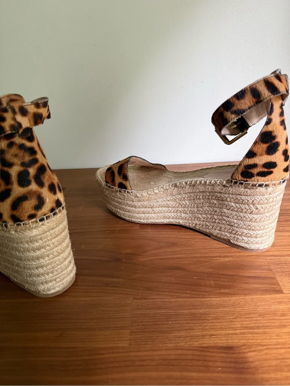 J.Crew Platform espadrille sandals in leopard calf hair, size 10
